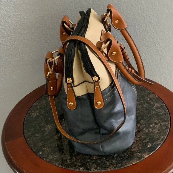 Blue and Tan Satchel Bag - Picture 7 of 15